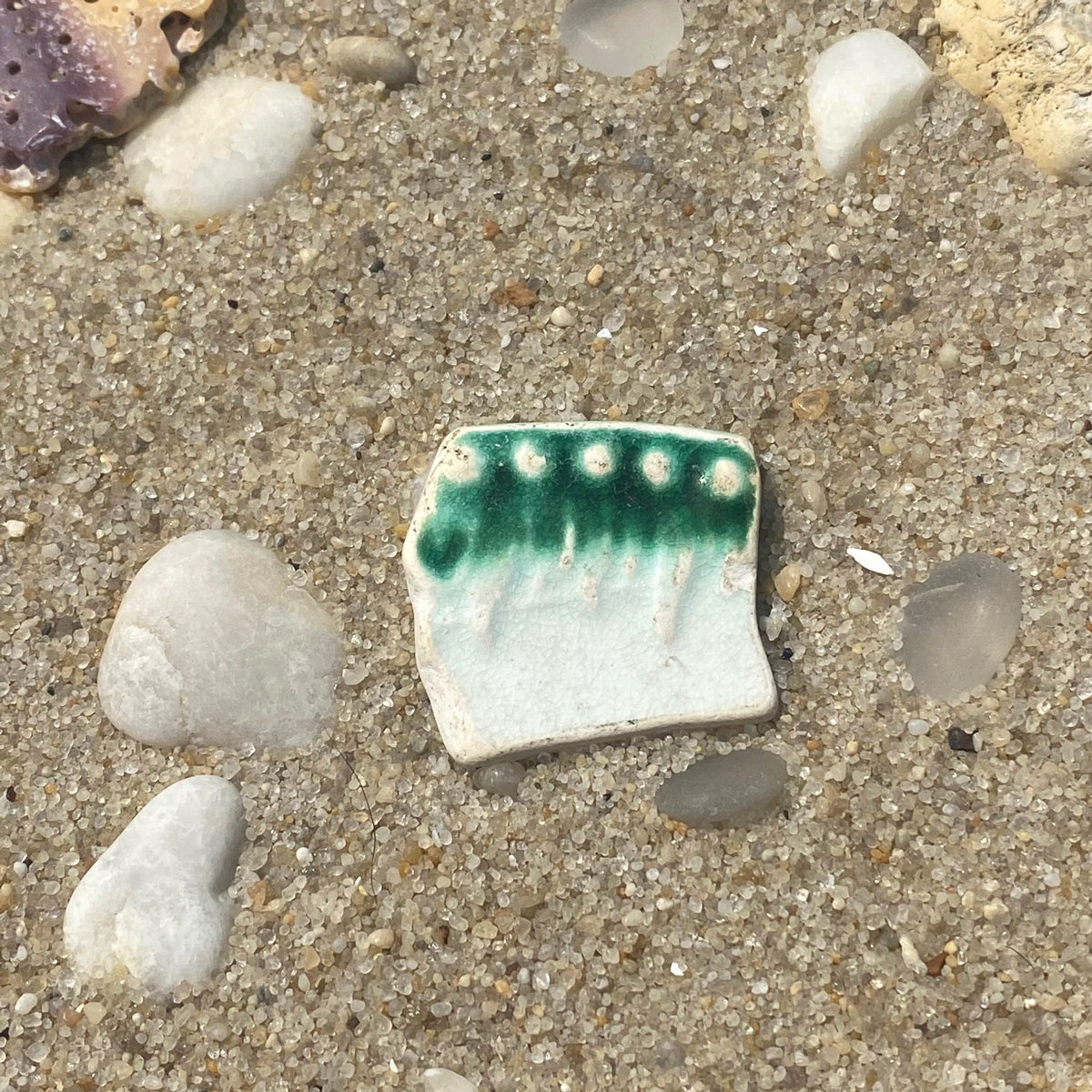 Green with White Dot Sea Pottery