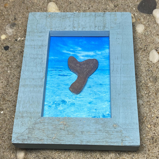 Framed Brown Mermaid Tail Sea Glass